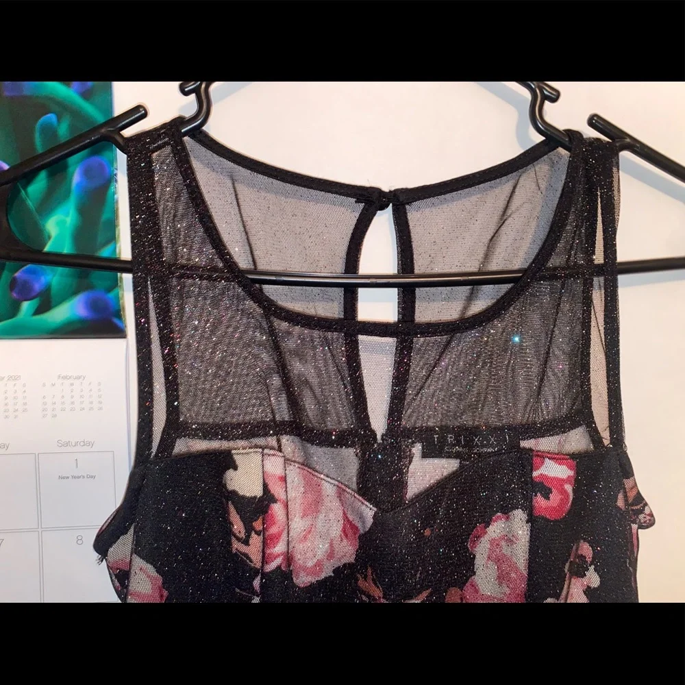 Trixxi flower dress | small | sparkly | pink/ black - Picture 3 of 3